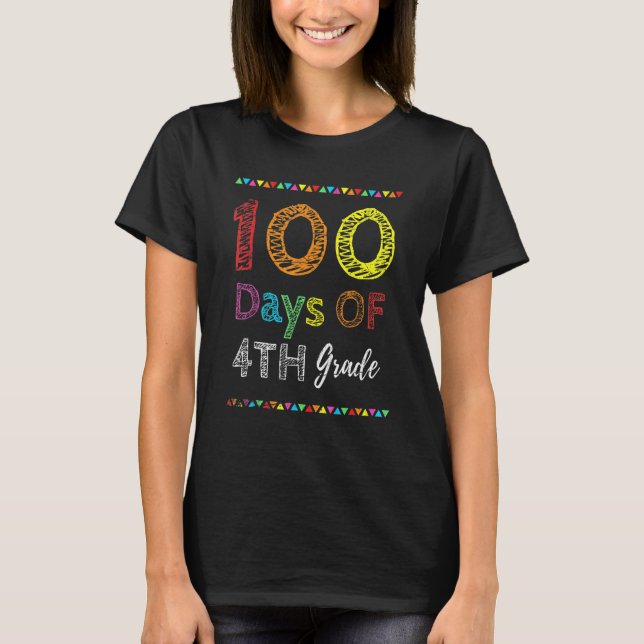 Camiseta 100th Day Kids Gift 100 Days Of 4th Grade 100 Days (Frente)