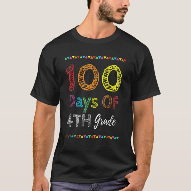Camiseta 100th Day Kids Gift 100 Days Of 4th Grade 100 Days (Frente)