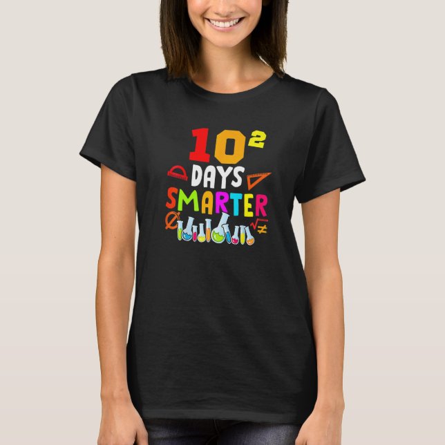 Camiseta 100th Day Math 10 Squared Teacher Student 100 Days (Frente)