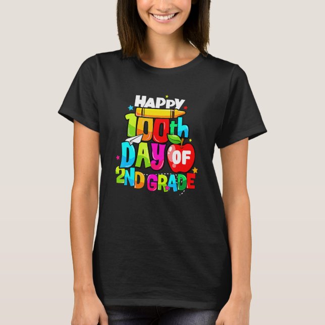 Camiseta 100th Day Of 2nd Grade Teacher Kids Happy 100 Days (Frente)