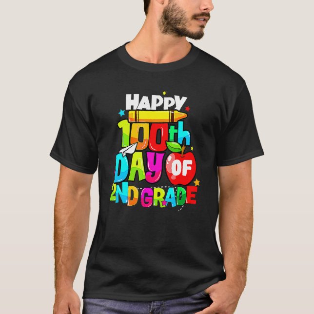 Camiseta 100th Day Of 2nd Grade Teacher Kids Happy 100 Days (Frente)