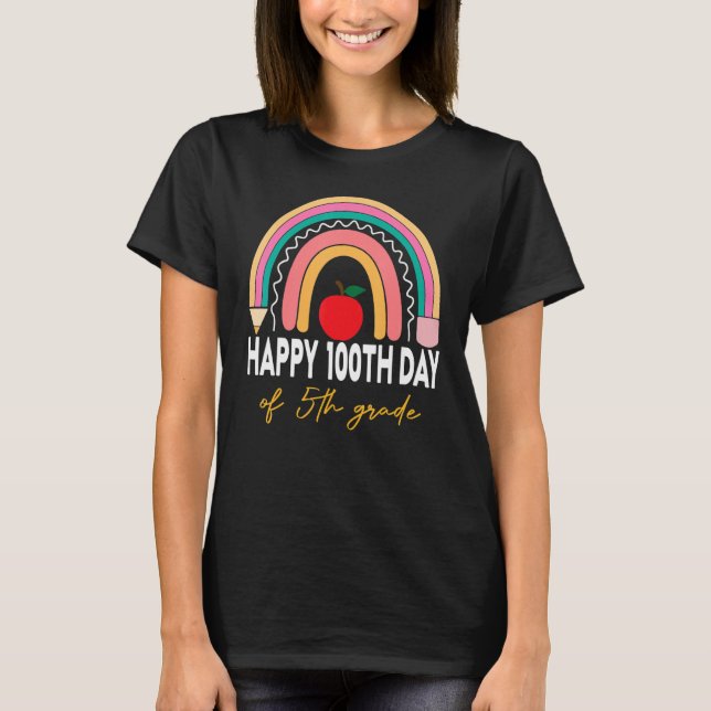 Camiseta 100th Day Of 5th Grade Teacher Rainbow Fifth Grade (Frente)