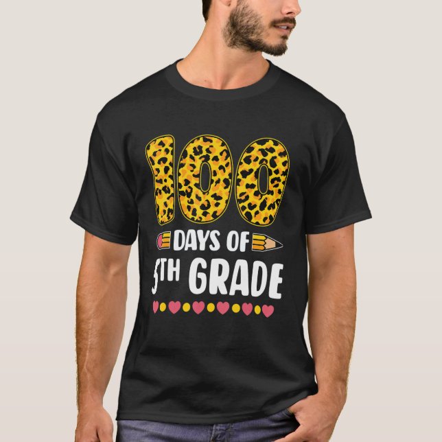 Camiseta 100th Day Of 5th Grade Teachers Leopard 100 Days O (Frente)