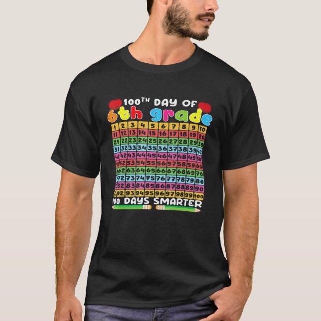 Camiseta 100th Day Of 6th Grade Smarter Happy 100 Days Of S (Frente)