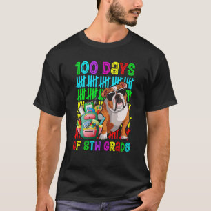 Camiseta 100th Day Of 8th Grade Boys Kids English Bulldog D