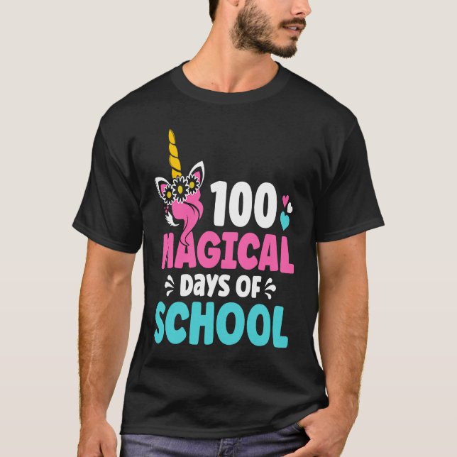 Camiseta 100th Day of Kindergarten For Girls 100 Magical Da (Frente)