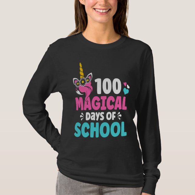 Camiseta 100th Day of Kindergarten For Girls 100 Magical Da (Frente)