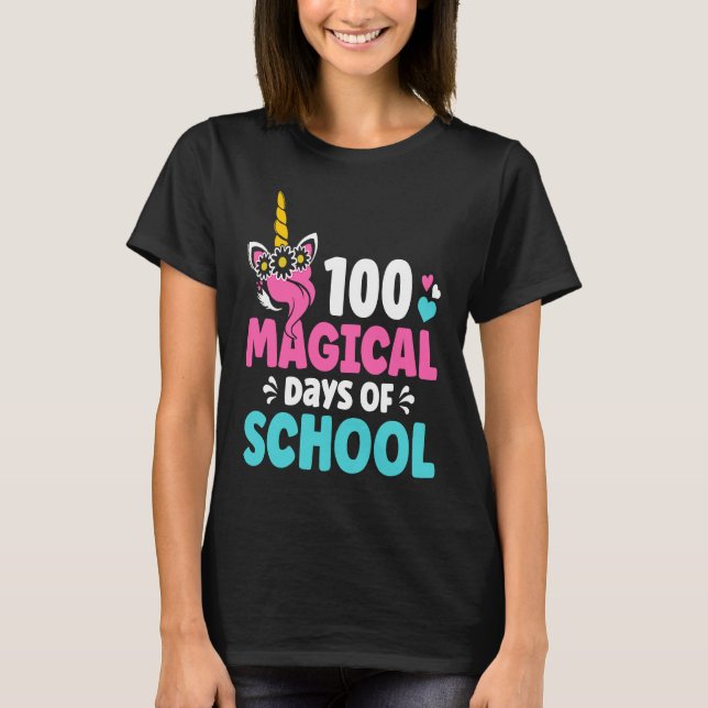 Camiseta 100th Day of Kindergarten For Girls 100 Magical Da (Frente)