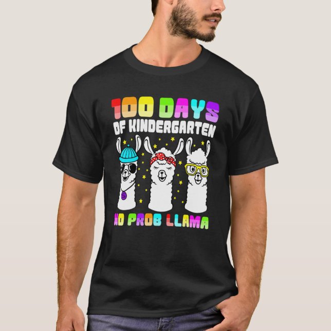 Camiseta 100th Day Of Kindergarten Llama Shirts, Teacher No (Frente)