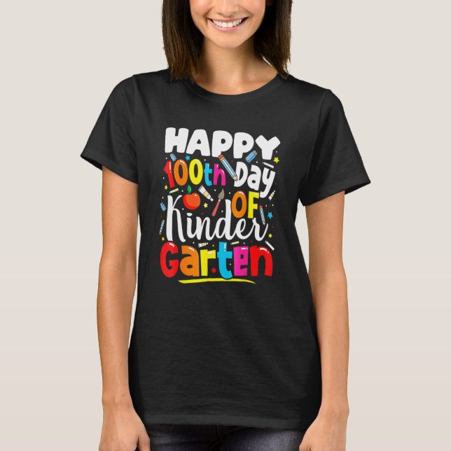 Camiseta 100th Day Of Kindergarten Teachers Kids 100 Days O (Frente)
