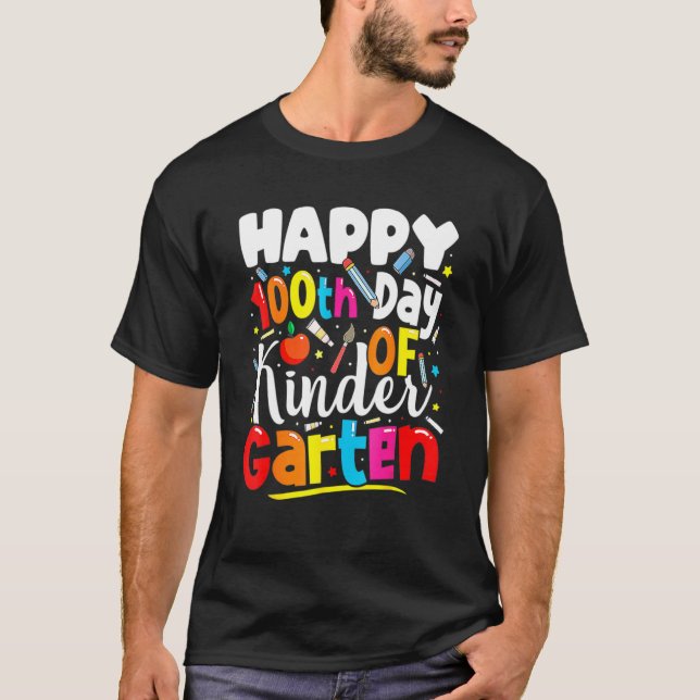 Camiseta 100th Day Of Kindergarten Teachers Kids 100 Days O (Frente)