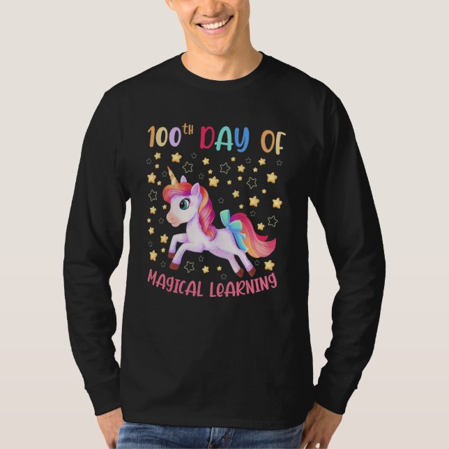 Camiseta 100th Day of Magical Learning School Cute Unicorn  (Frente)