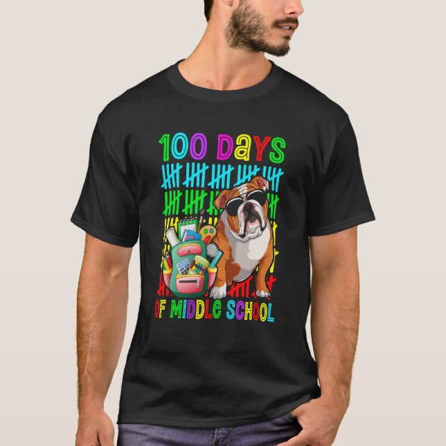 Camiseta 100th Day Of Middle School Boys English Bulldog Do (Frente)