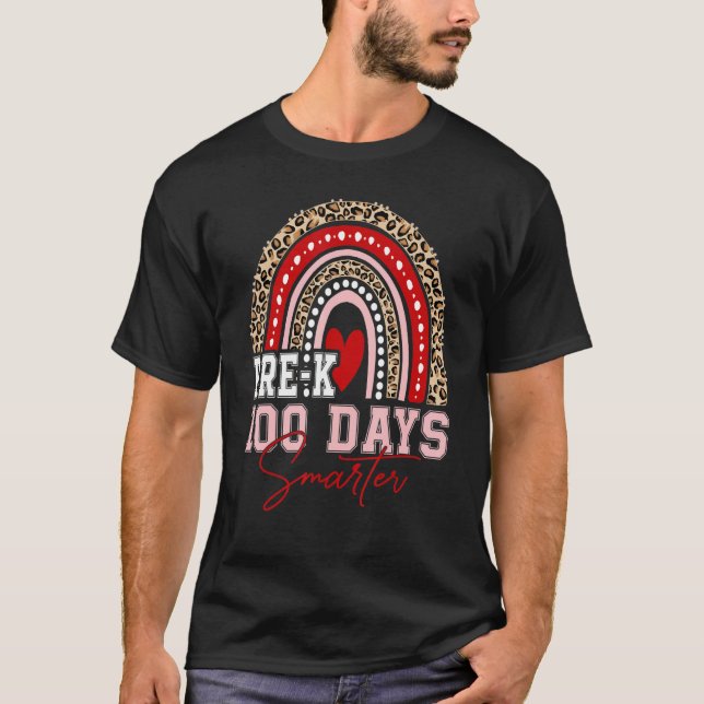 Camiseta 100th Day Of Pre K Teacher  100 Days Smarter Rainb (Frente)
