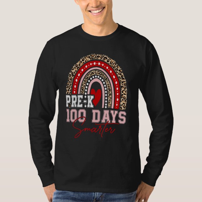 Camiseta 100th Day Of Pre K Teacher  100 Days Smarter Rainb (Frente)