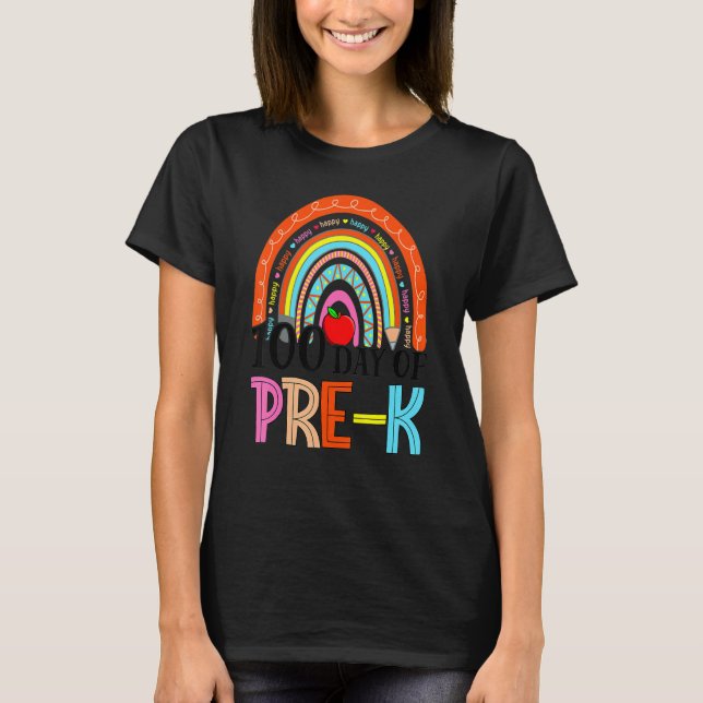 Camiseta 100th Day Of Pre K Teacher 100 Days Smarter Rainbo (Frente)