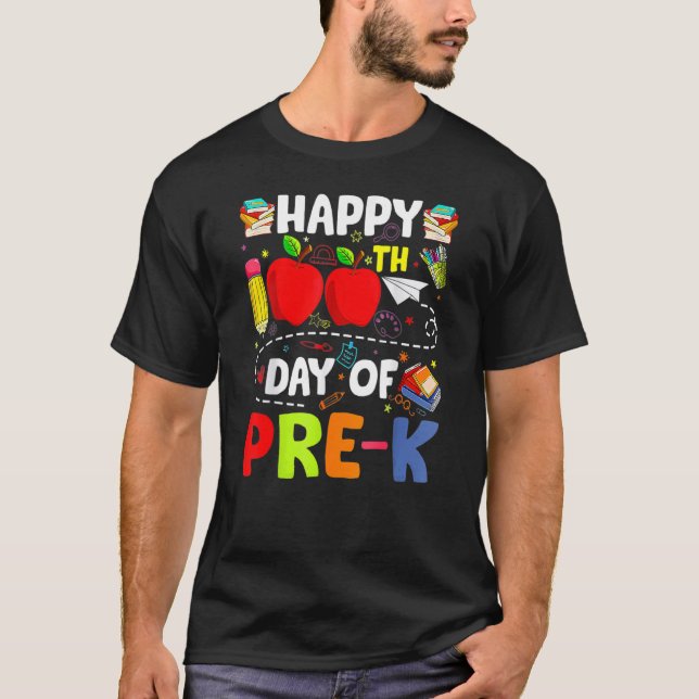 Camiseta 100th Day Of Pre K Teachers Kids 100 Days Of Schoo (Frente)
