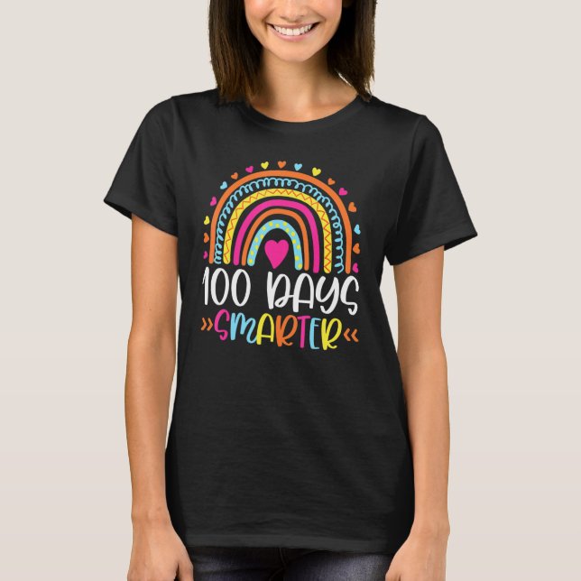 Camiseta 100th Day Of School 100 Days Smarter Leopard Rainb (Frente)