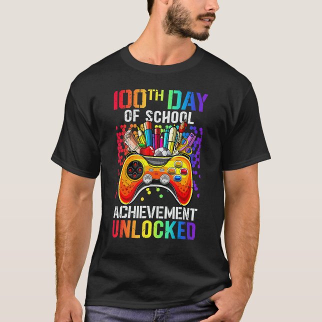 Camiseta 100th Day of School 100th Day Achievement Unlocked (Frente)