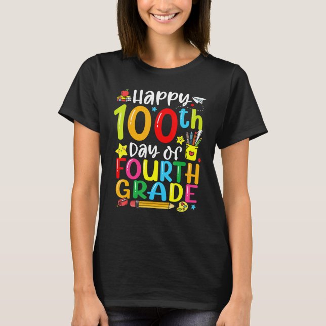 Camiseta 100th Day Of School 4th Grade Teacher Student 100  (Frente)