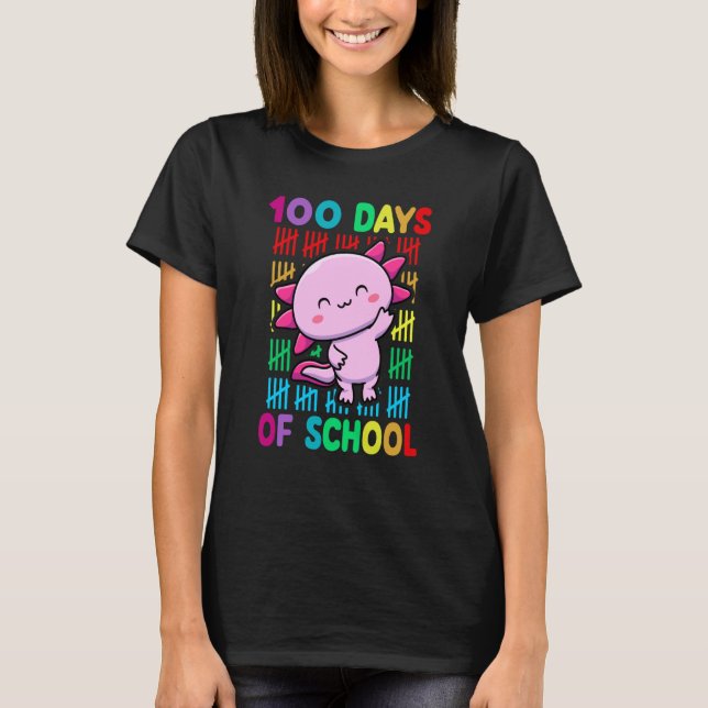 Camiseta 100th Day Of School Animal Axolotl Happy 100th Day (Frente)