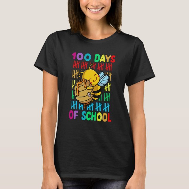 Camiseta 100th Day Of School Animal Bees Happy 100th Day Ki (Frente)