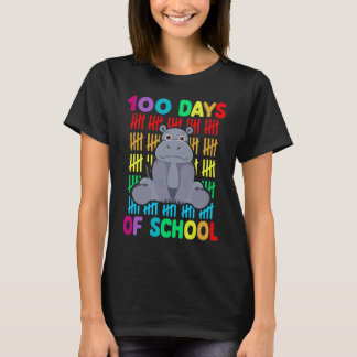 Camiseta 100th Day Of School Animal Hippo  Happy 100th Day 