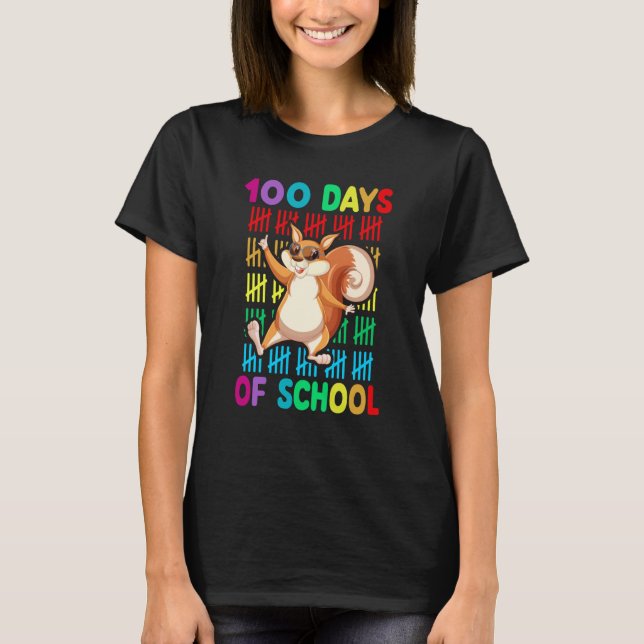 Camiseta 100th Day Of School Animal Squirrel Happy 100th Da (Frente)