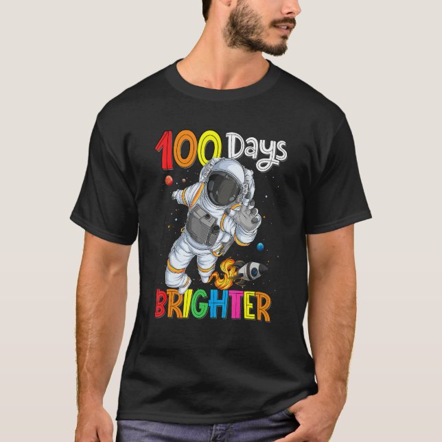 Camiseta 100th Day of School Astronaut Outer Space 100 Days (Frente)