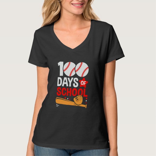 Camiseta 100th Day Of School Baseball 100 Days Smarter Teac (Frente)