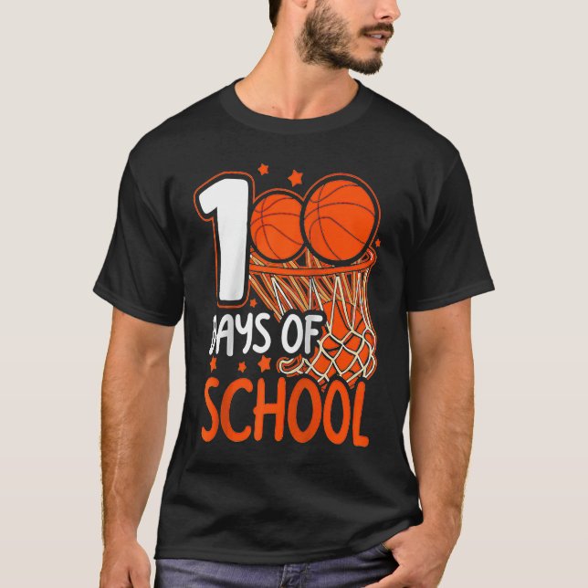 Camiseta 100th Day of School Basketball Kids 100 Days Of Sc (Frente)