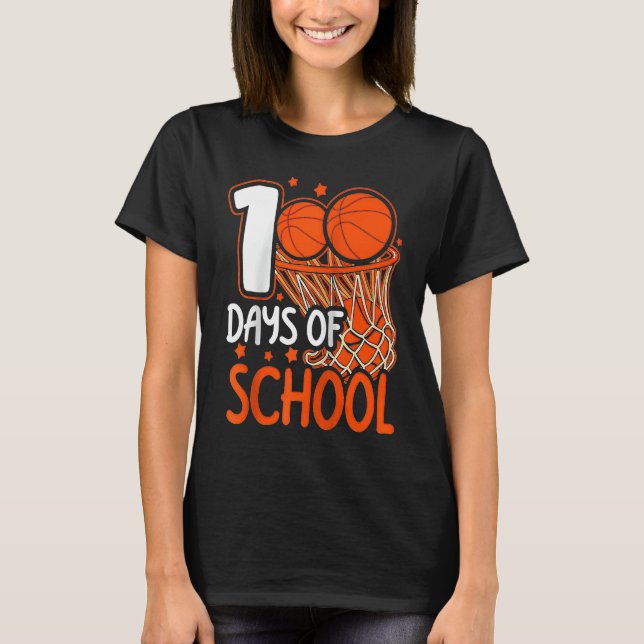 Camiseta 100th Day of School Basketball Kids 100 Days Of Sc (Frente)