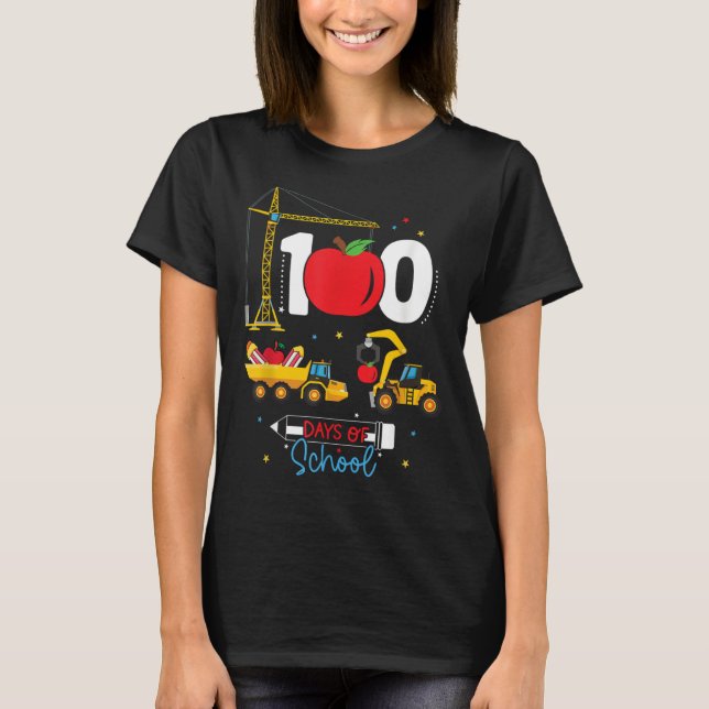 Camiseta 100th Day of School Construction Vehicles Teacher  (Frente)