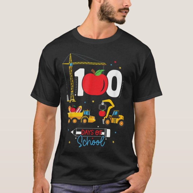 Camiseta 100th Day of School Construction Vehicles Teacher  (Frente)