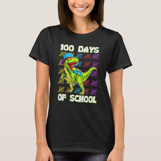 Camiseta 100th Day Of School Dino Kids Happy 100 Days Dinos (Frente)