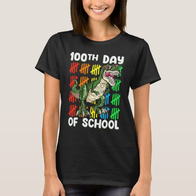 Camiseta 100th Day Of School Dinosaur Rex   Boys Toddler (Frente)