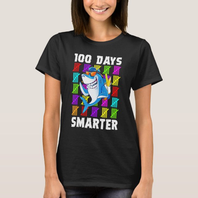 Camiseta 100th Day Of School  For Toddlers Kid  Shark (Frente)