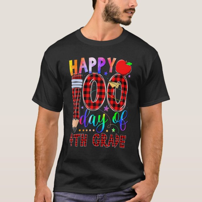 Camiseta 100th Day of School Happy 100 Days Of 4th Grade Re (Frente)
