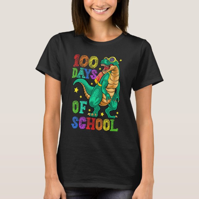 Camiseta 100th Day Of School Happy 100 Days Of School Dinos (Frente)