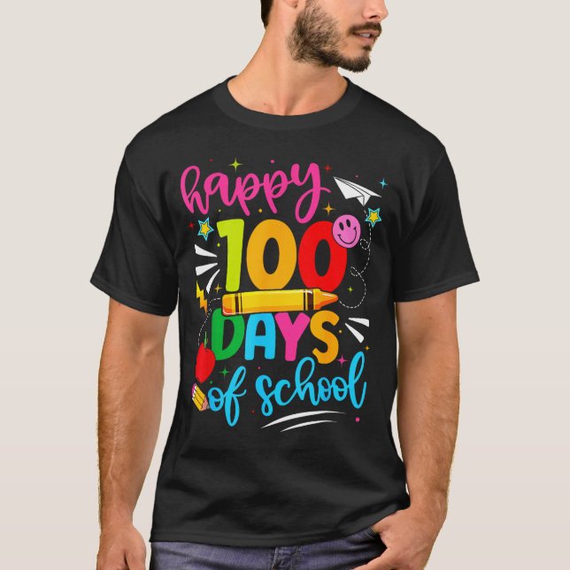 Camiseta 100th Day Of School Happy 100 Days Teachers Boy Gi (Frente)