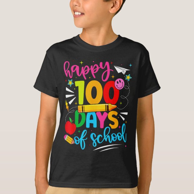 Camiseta 100th Day Of School Happy 100 Days Teachers Boy Gi (Frente)