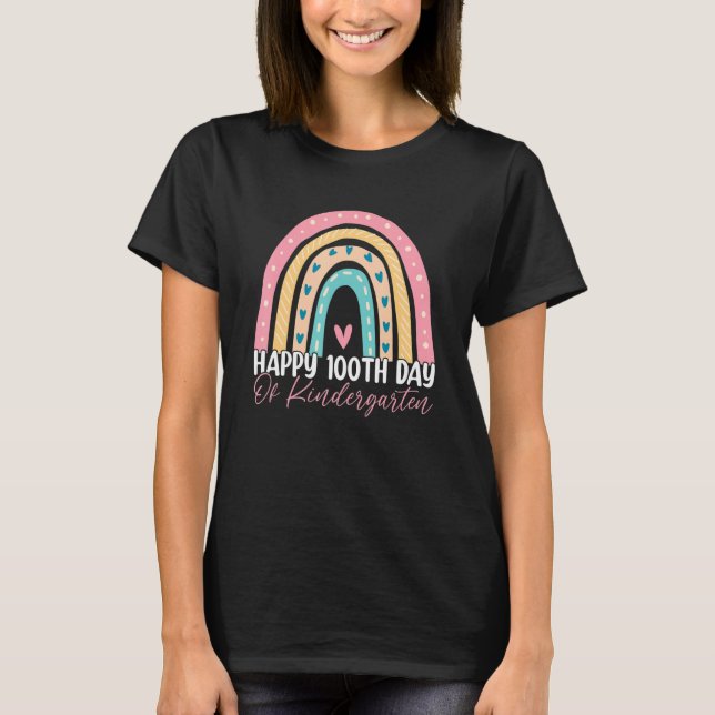 Camiseta 100th Day Of School Kindergarten Teacher Boho Rain (Frente)