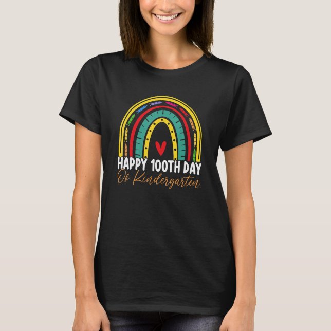 Camiseta 100th Day Of School Kindergarten Teacher Boho Rain (Frente)