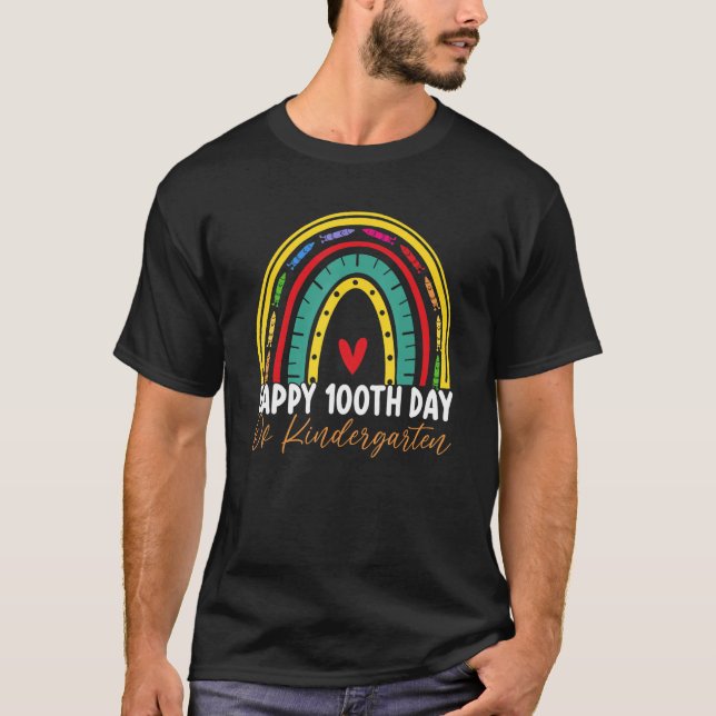 Camiseta 100th Day Of School Kindergarten Teacher Boho Rain (Frente)