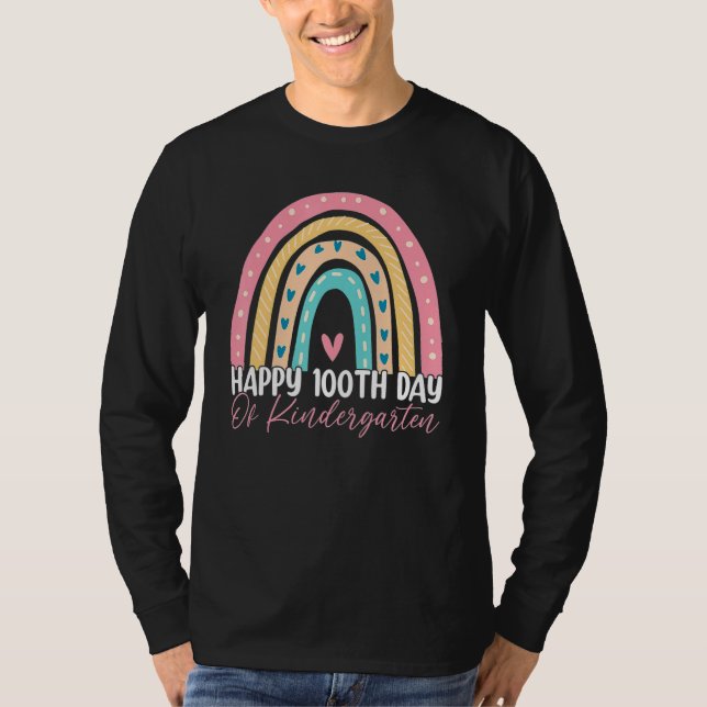 Camiseta 100th Day Of School Kindergarten Teacher Rainbow T (Frente)