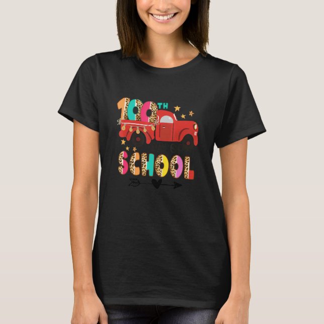 Camiseta 100th Day of School Leopard Teachers Kids 100 Days (Frente)