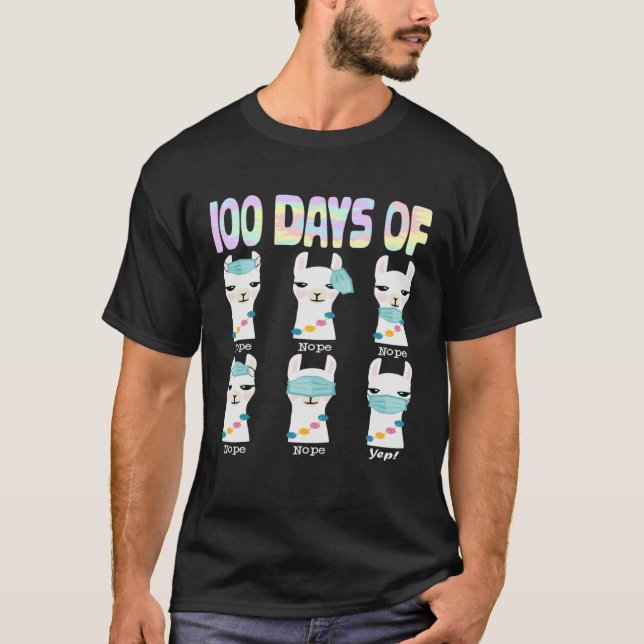 Camiseta 100th Day Of School No Prob Lama 100 Days Smarter  (Frente)