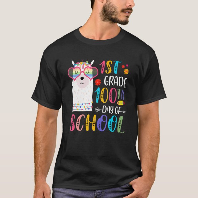Camiseta 100th Day Of School No Prob Llama 100 Days Of 1st  (Frente)
