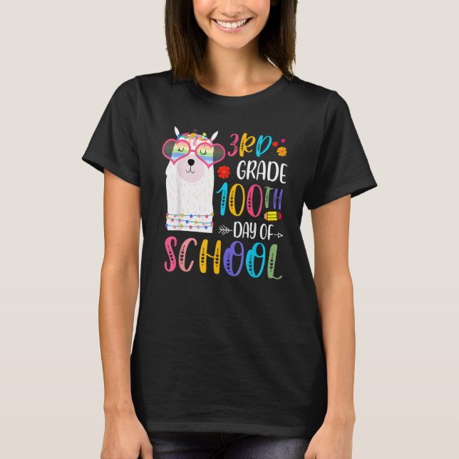 Camiseta 100th Day Of School No Prob Llama 100 Days Of 3rd  (Frente)