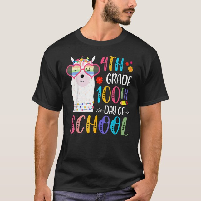 Camiseta 100th Day Of School No Prob Llama 100 Days Of 4th  (Frente)